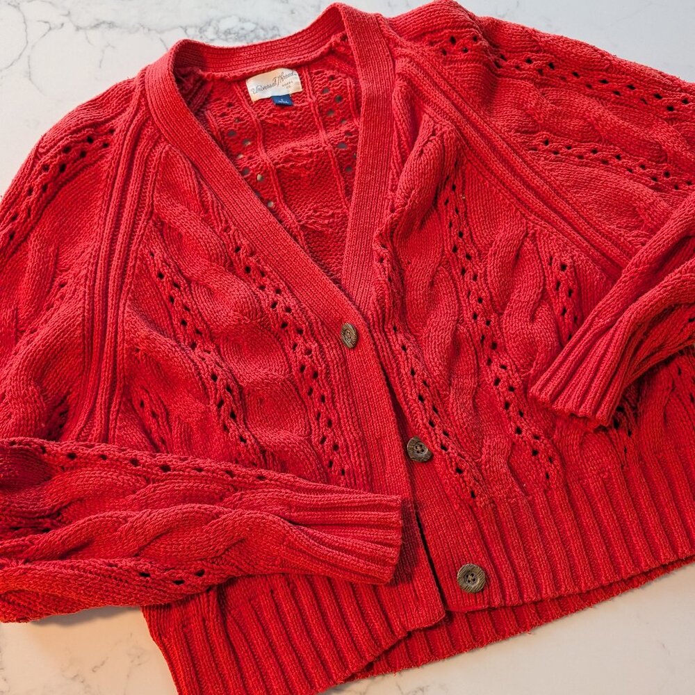 GUC red/orange cropped cardigan, Size S but fits like M/L